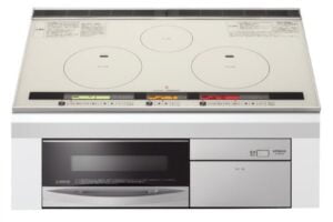 Bếp từ Nhật Hitachi HT-K100HTWF size 75cm với thiết kế 3 bếp từ và 1 lò nướng